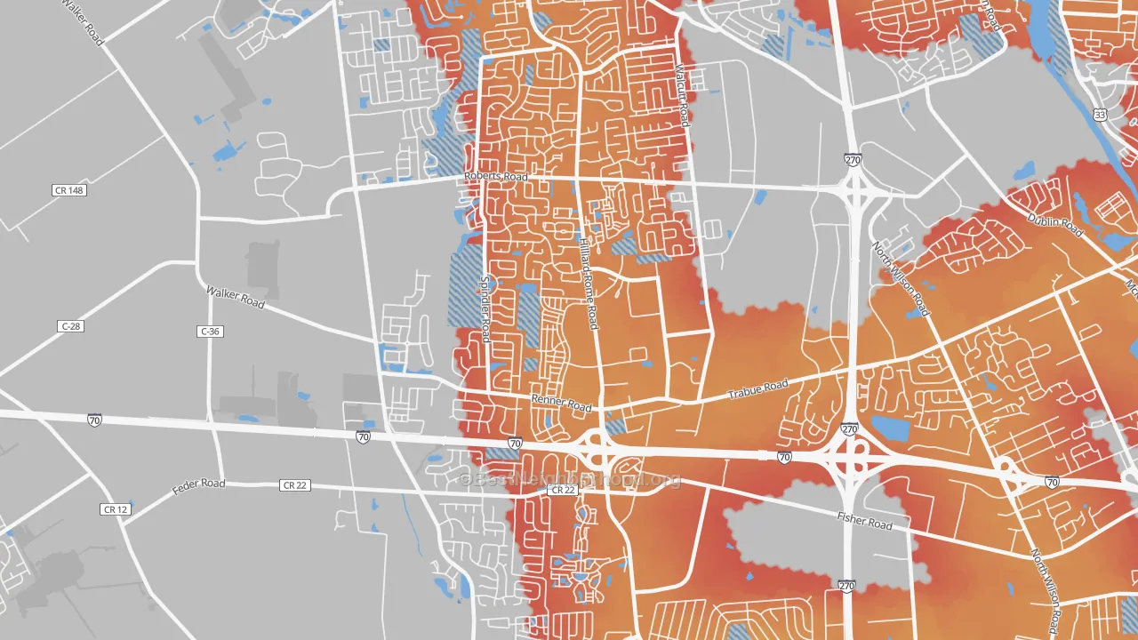 Transit Grade map of West Columbus Interim, Hilliard, OH