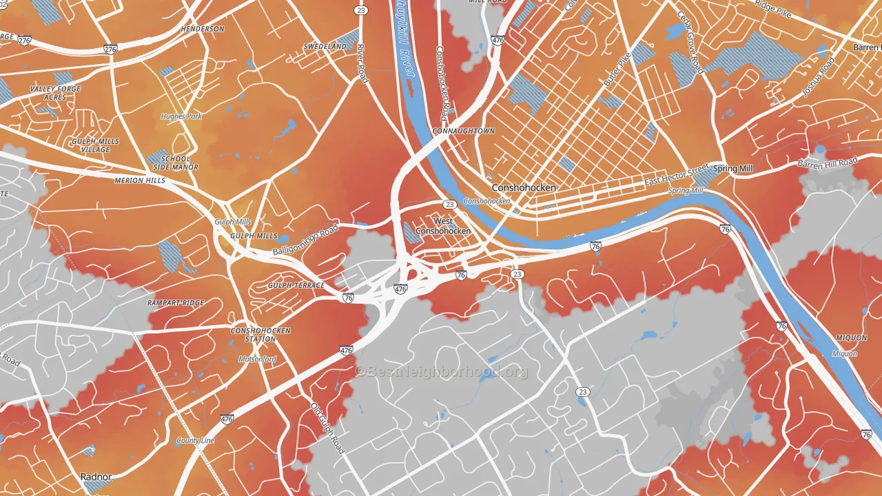 Transit Grade map of West Conshohocken, PA