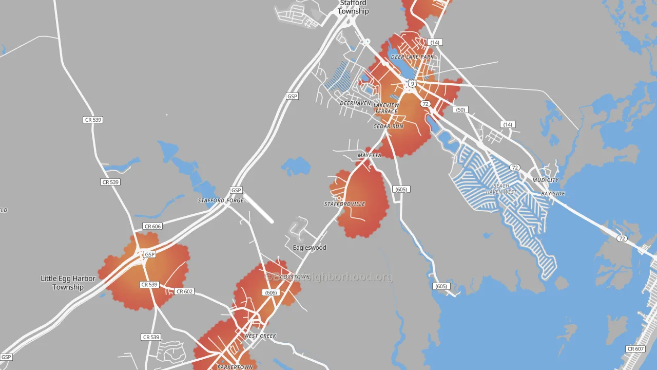 Transit Grade map of West Creek, NJ