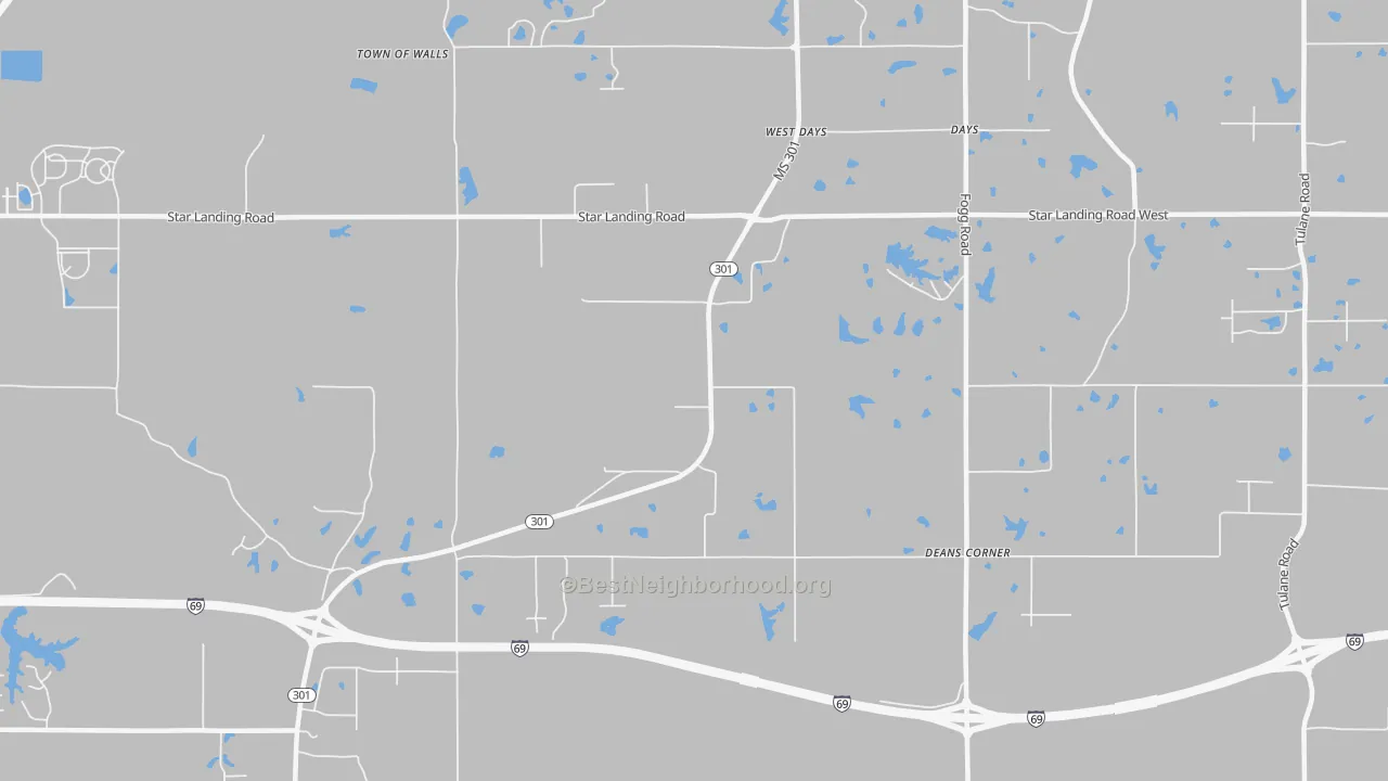 Transit Grade map of West Days, MS