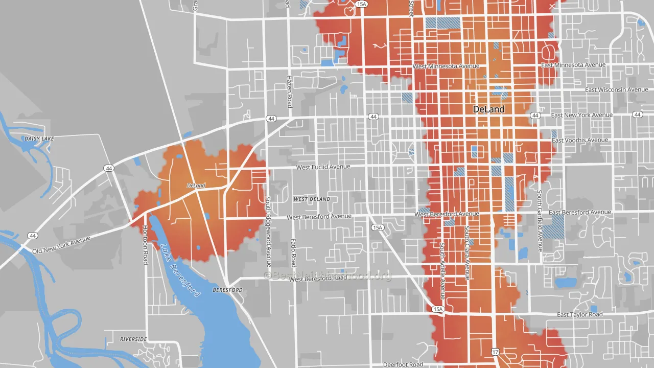 Transit Grade map of West DeLand, FL