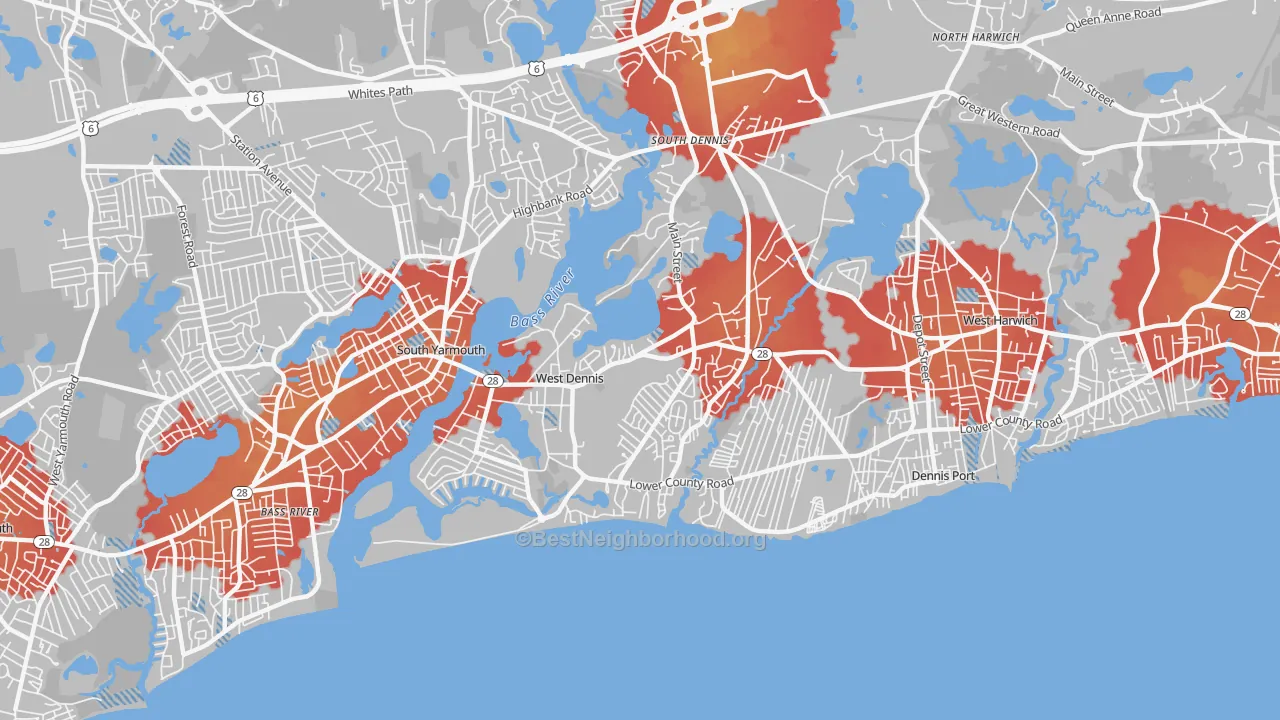 Transit Grade map of West Dennis, MA