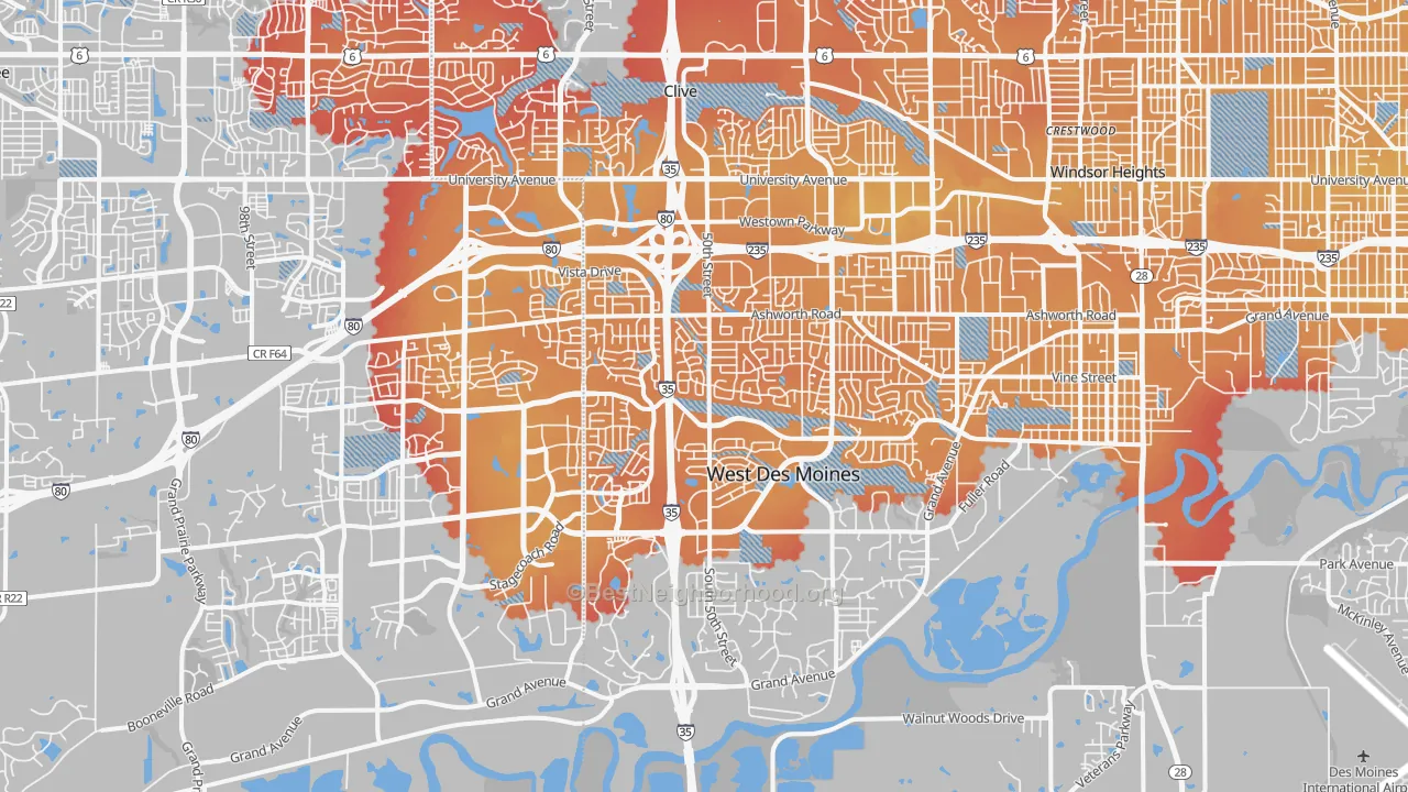 Transit Grade map of West Des Moines, IA