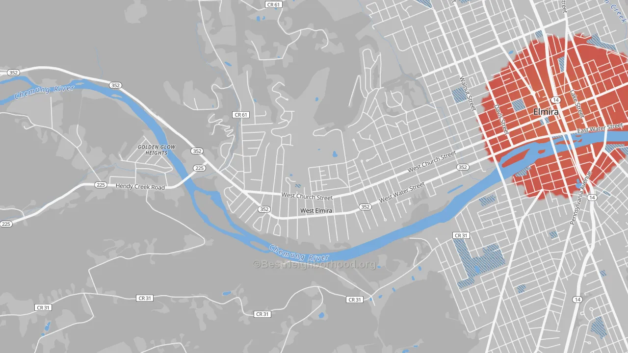 Transit Grade map of West Elmira, NY