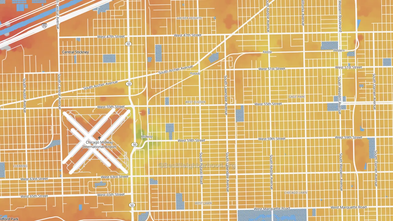 Transit Grade map of West Elsdon, Chicago, IL