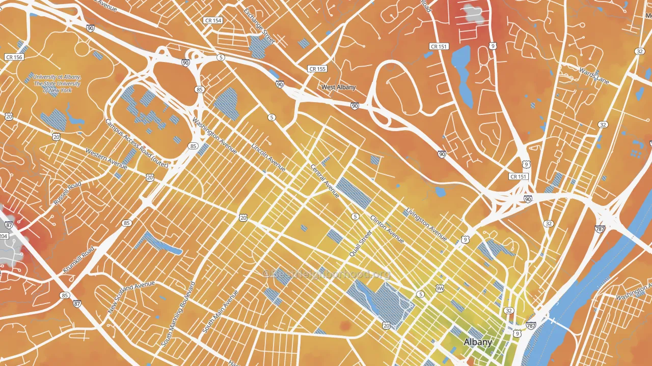 Transit Grade map of West End, Albany, NY
