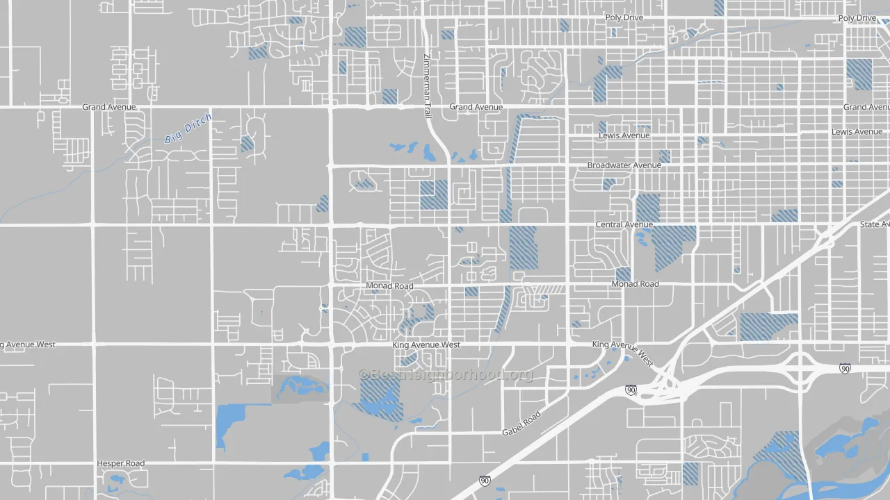 Transit Grade map of West End, Billings, MT