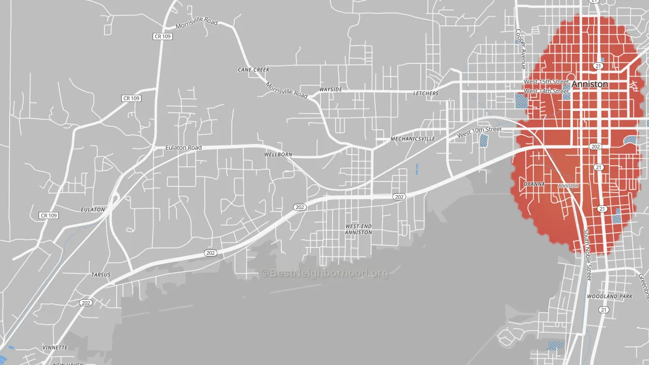 Transit Grade map of West End-Cobb Town, AL