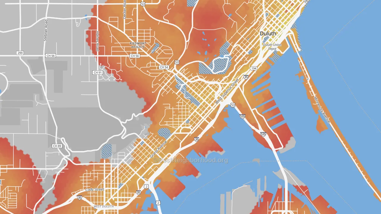 Transit Grade map of West End, Duluth, MN
