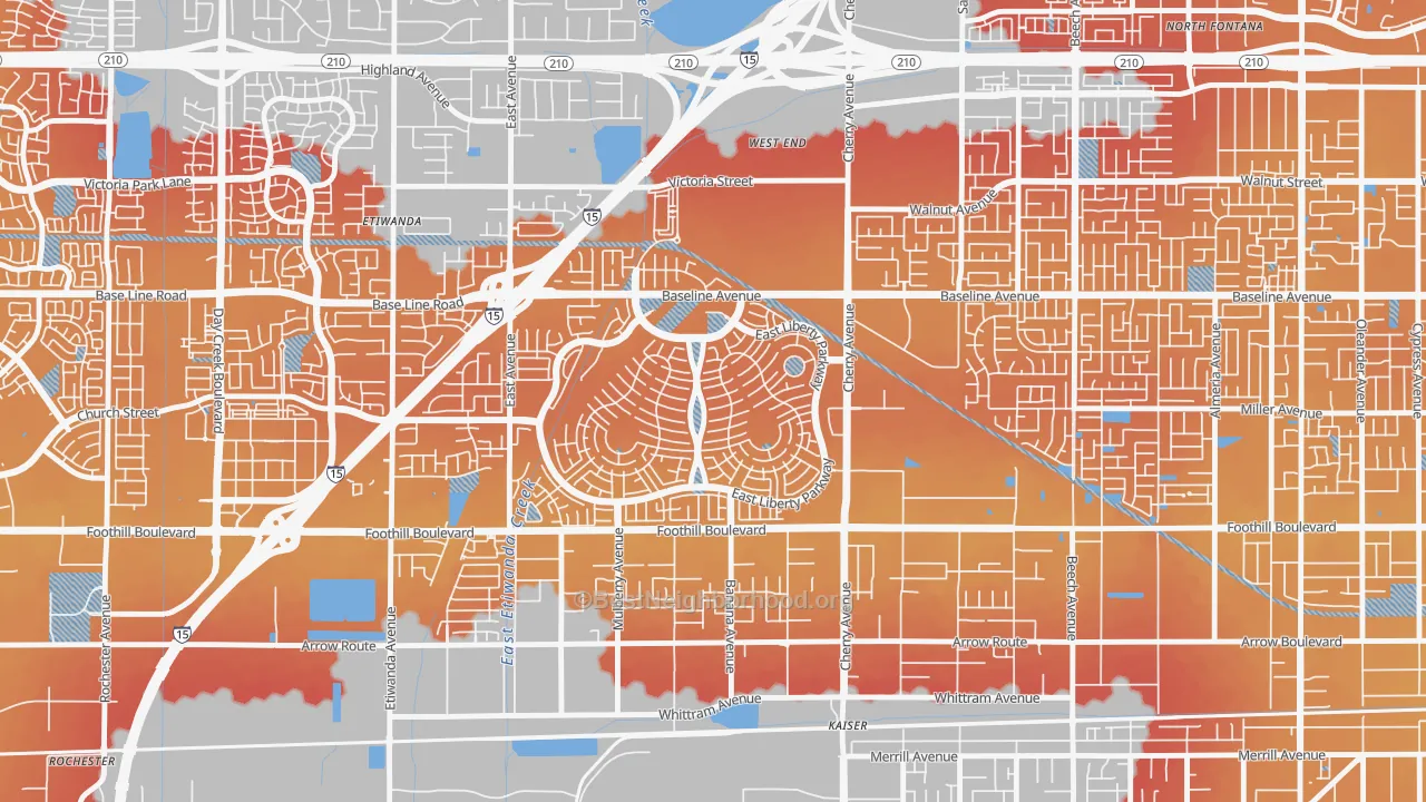 Transit Grade map of West End, Fontana, CA