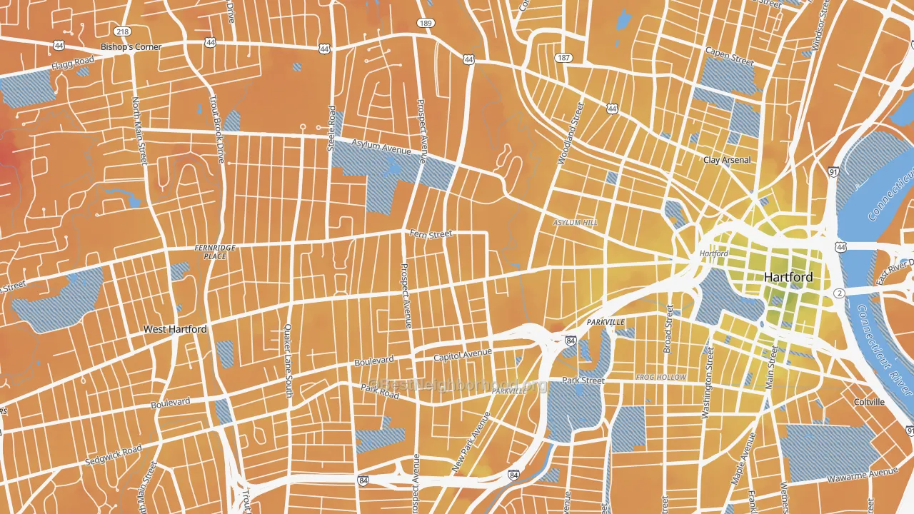 Transit Grade map of West End, Hartford, CT