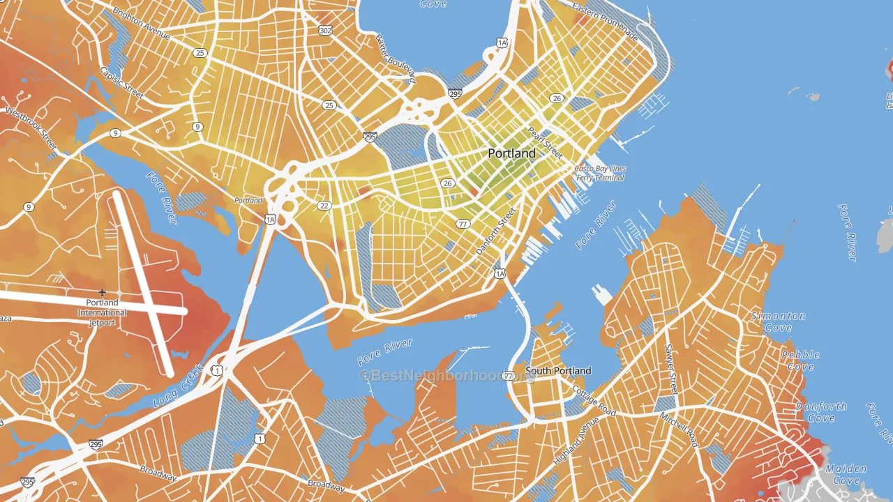 Transit Grade map of West End, Portland, ME