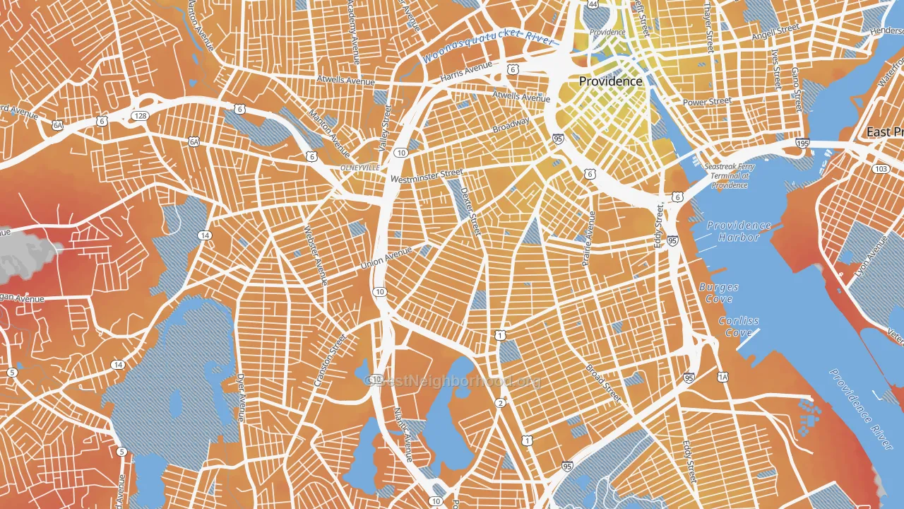Transit Grade map of West End, Providence, RI