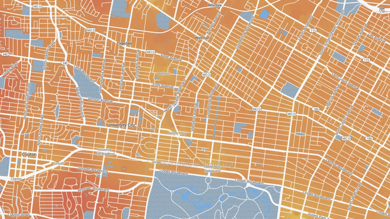 Transit Grade map of West End, St. Louis, MO