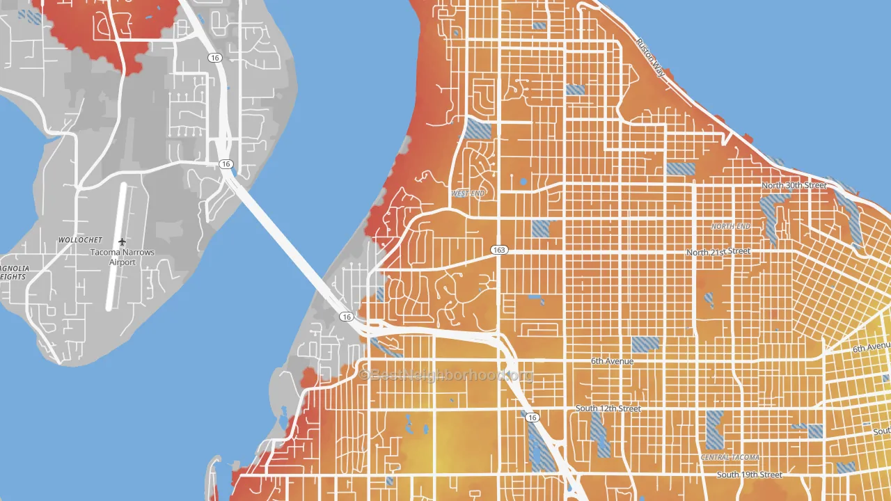 Transit Grade map of West End, Tacoma, WA