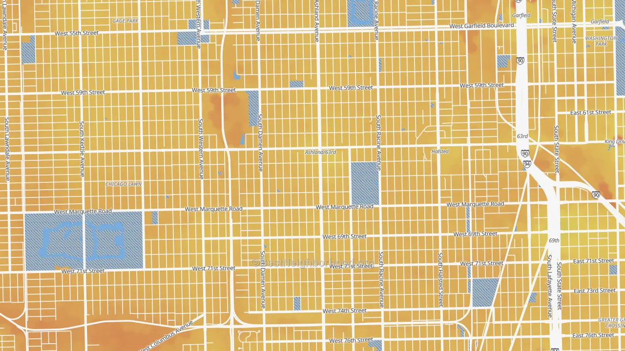 Transit Grade map of West Englewood, Chicago, IL