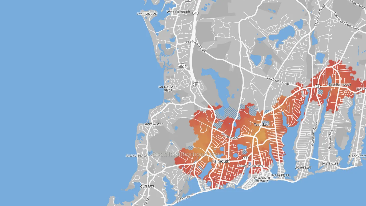 Transit Grade map of West Falmouth, MA