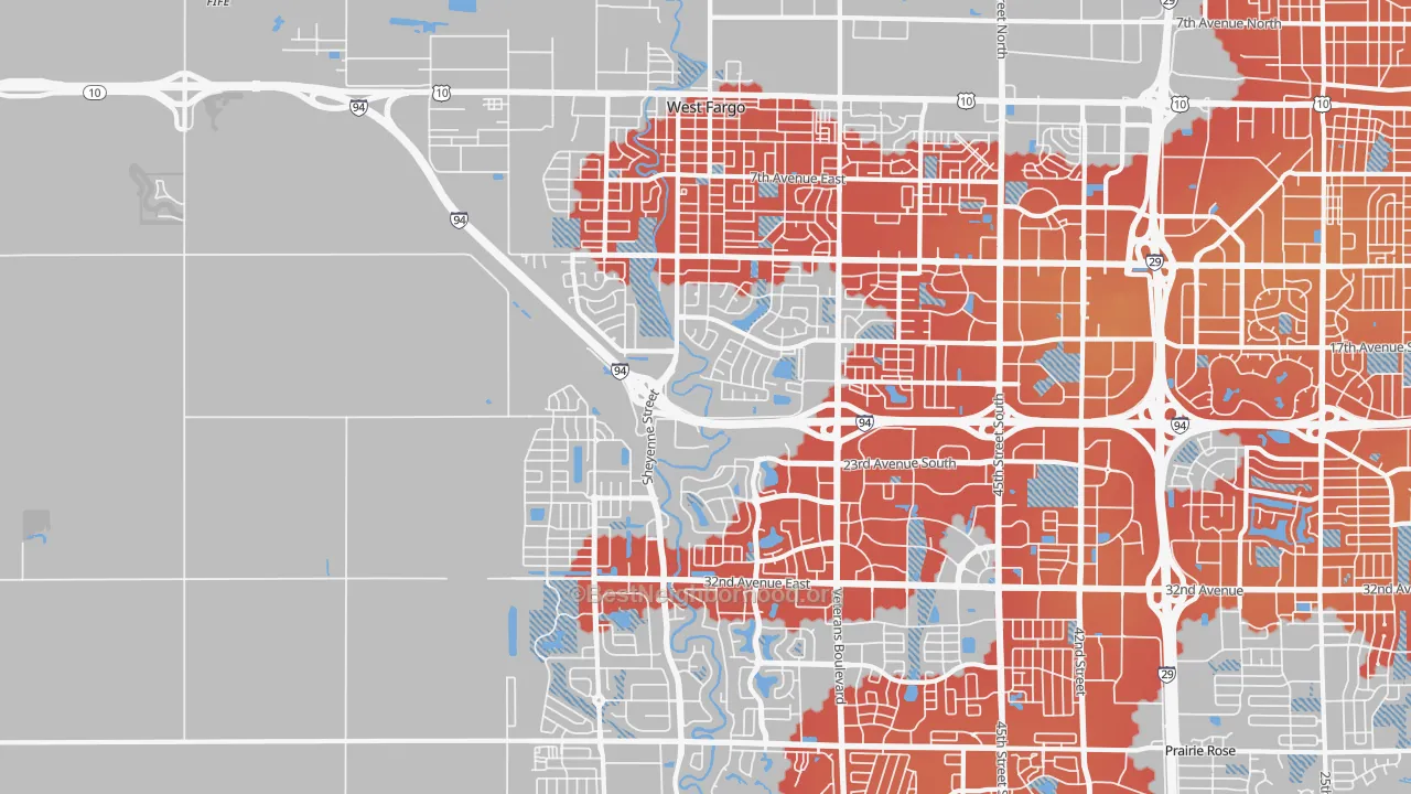 Transit Grade map of West Fargo, ND
