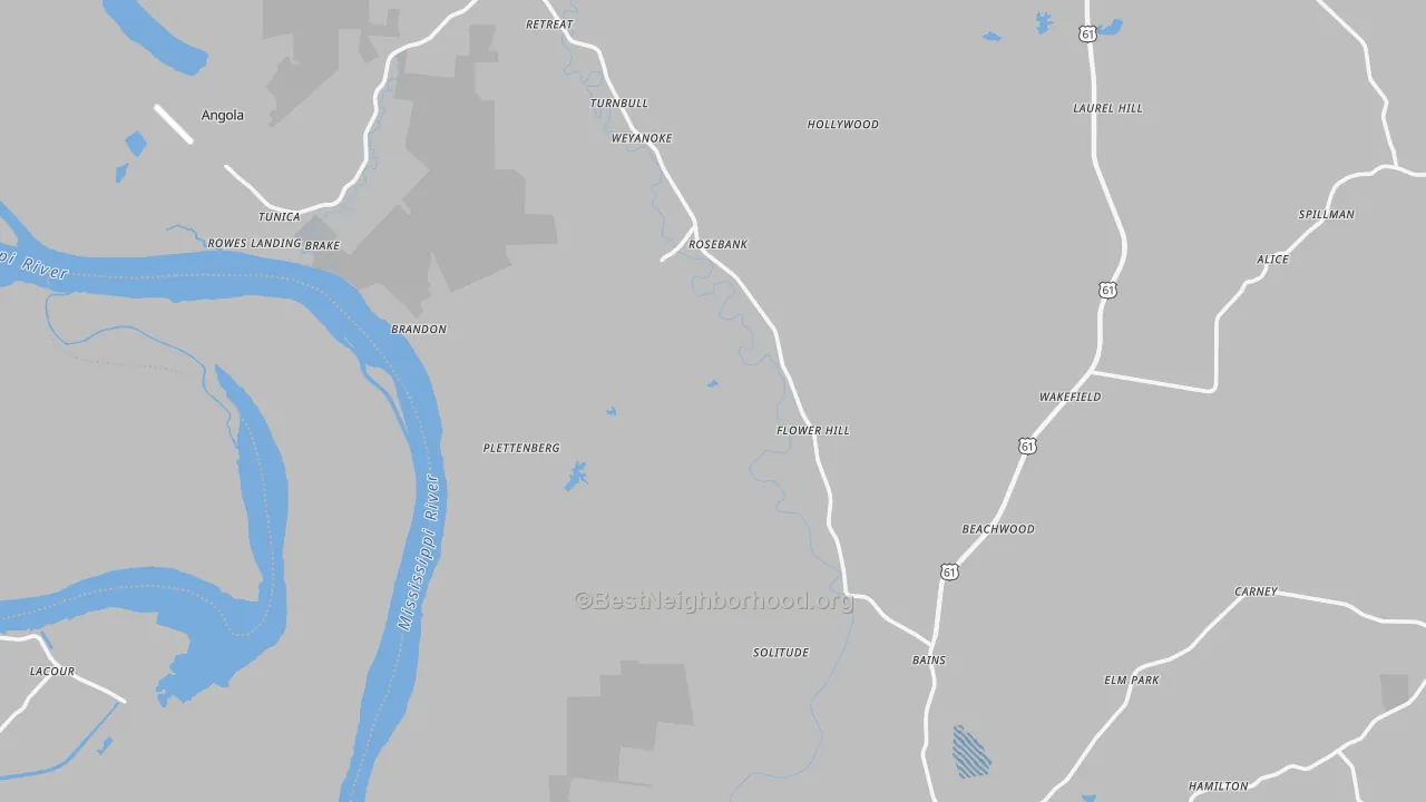 Transit Grade map of West Feliciana Parish, LA