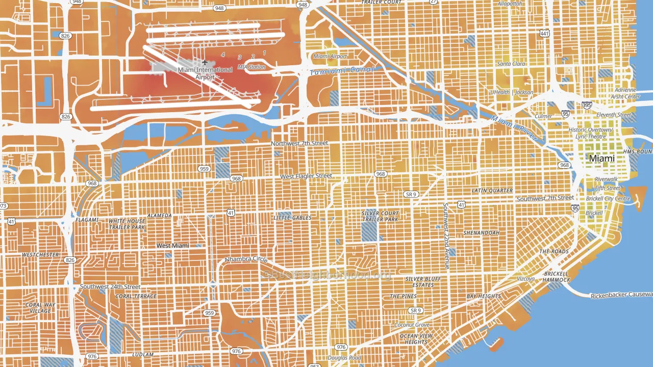 Transit Grade map of West Flagler, Miami, FL