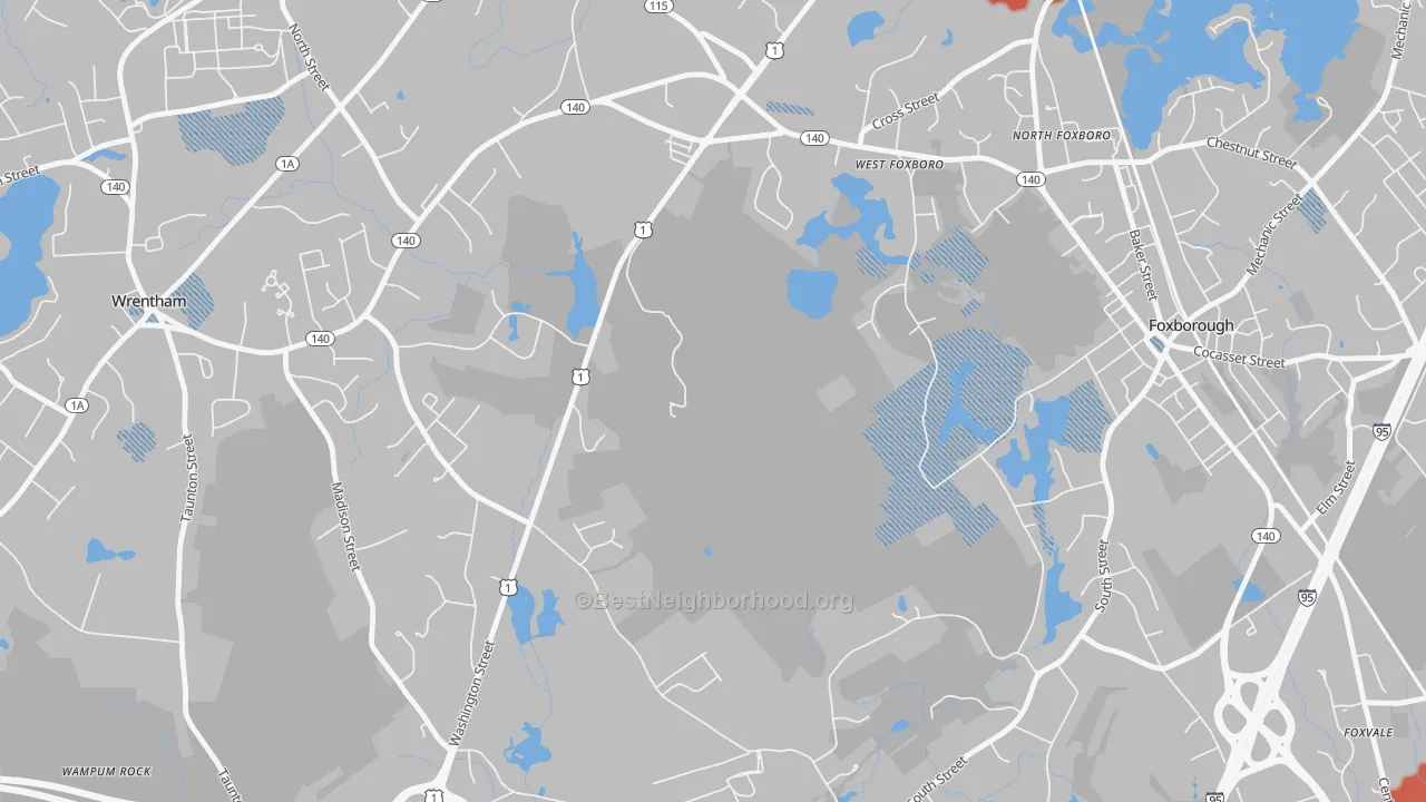 Transit Grade map of West Foxboro, MA