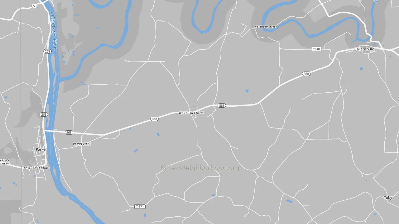 Transit Grade map of West Freedom, PA