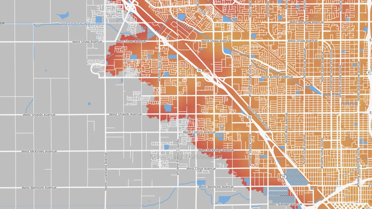 Transit Grade map of West, Fresno, CA