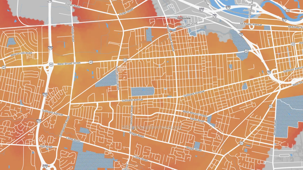 Transit Grade map of West Gate, Columbus, OH