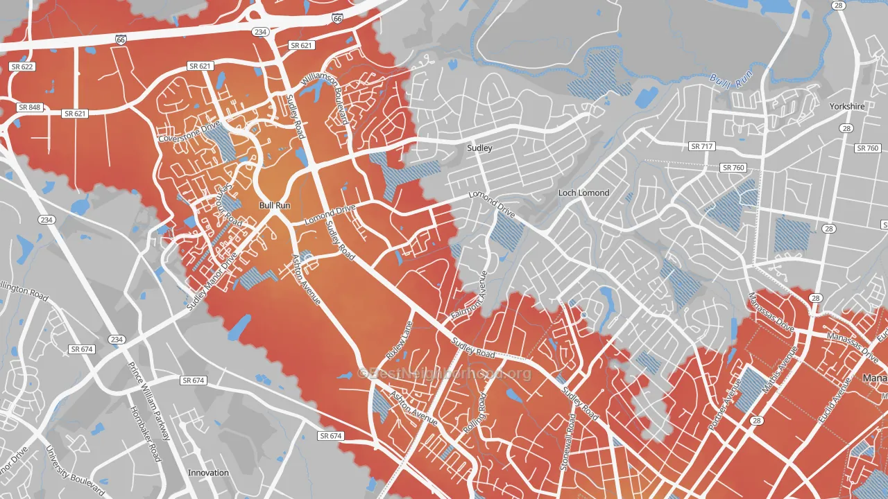 Transit Grade map of West Gate, Sudley, VA