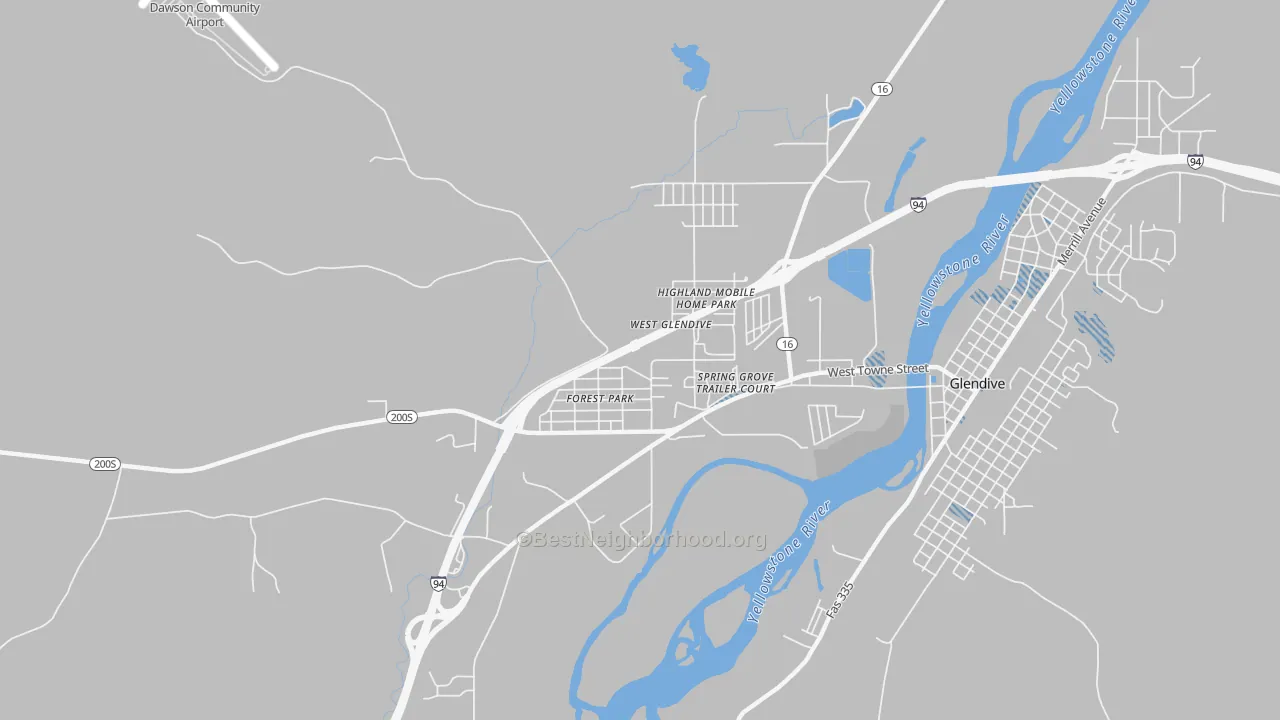 Transit Grade map of West Glendive, MT