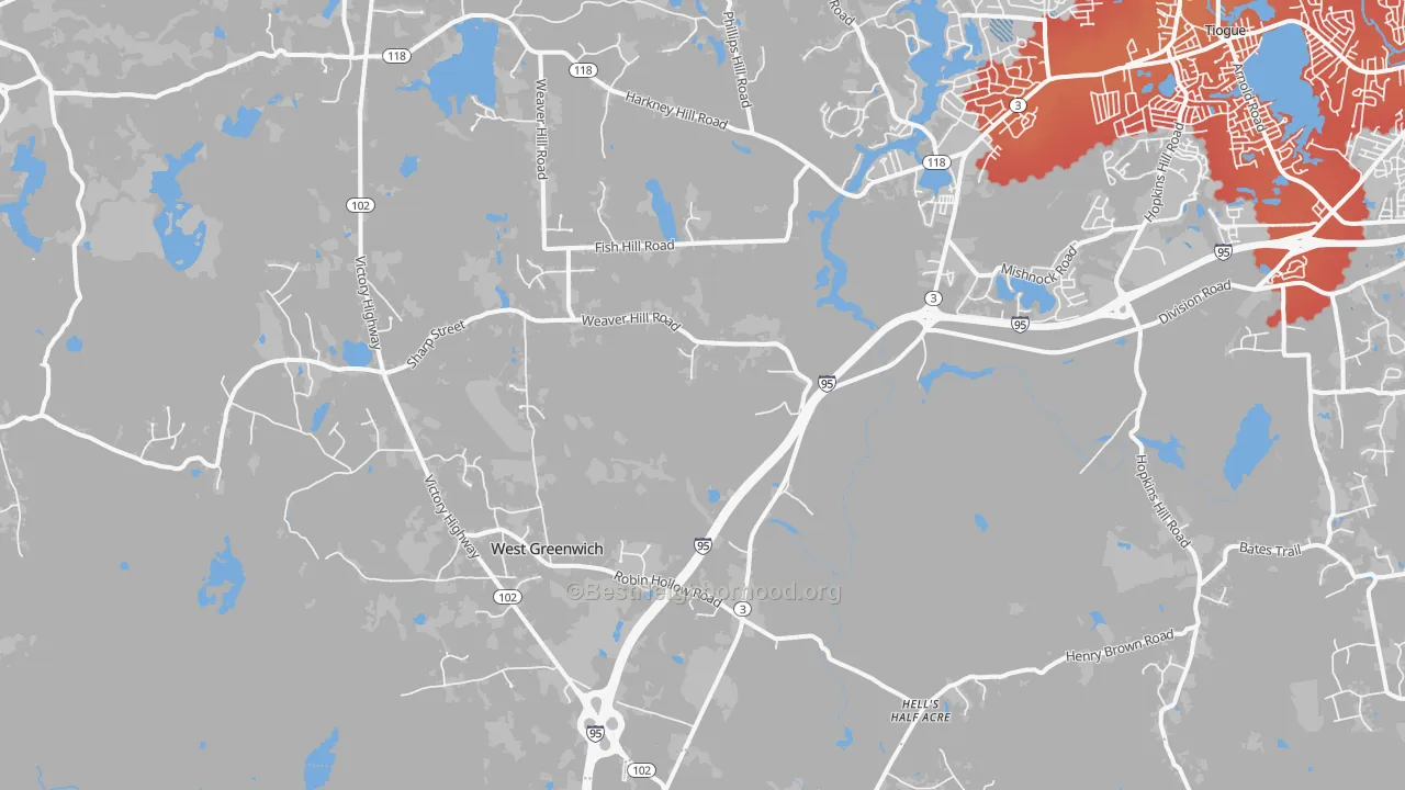 Transit Grade map of West Greenwich, RI