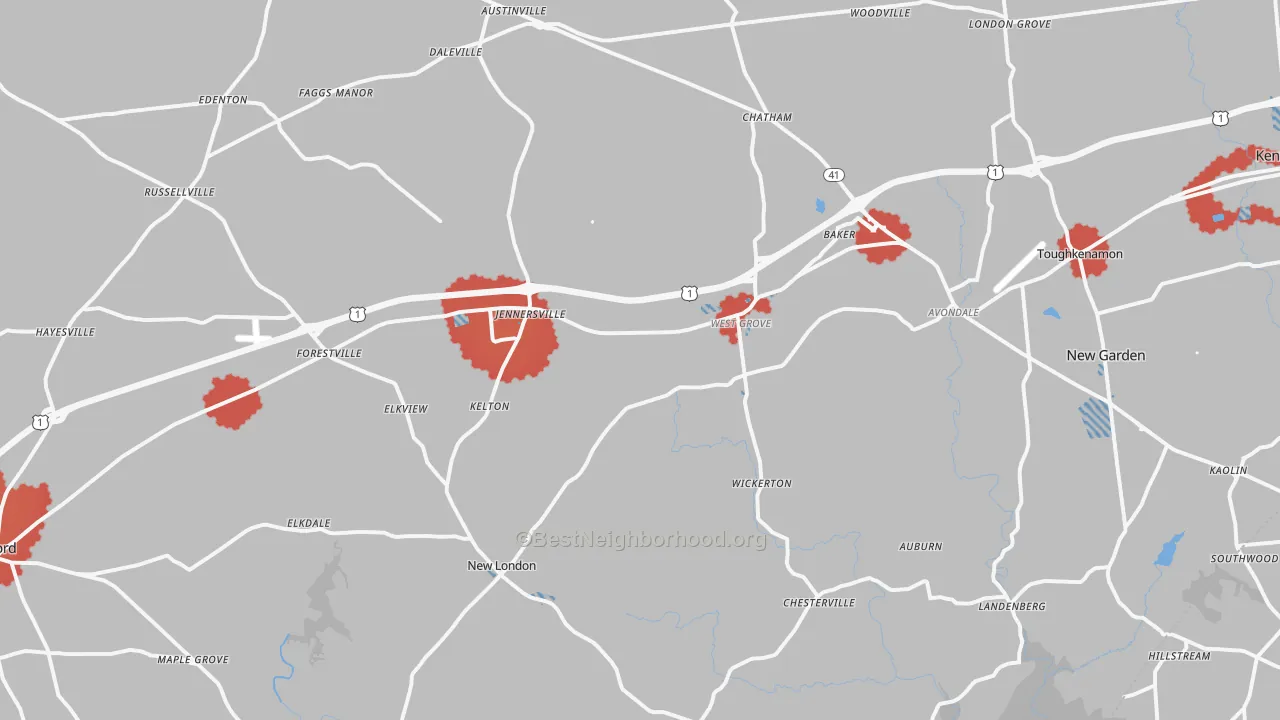 Transit Grade map of West Grove, PA