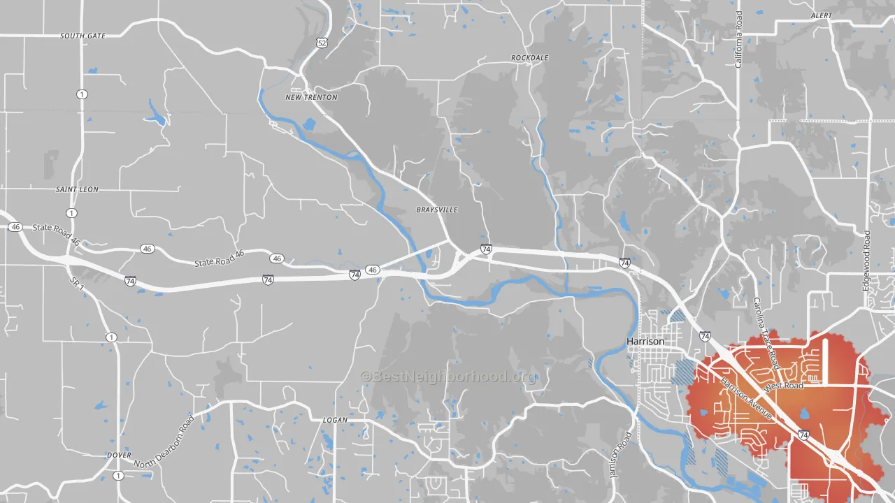 Transit Grade map of West Harrison, IN