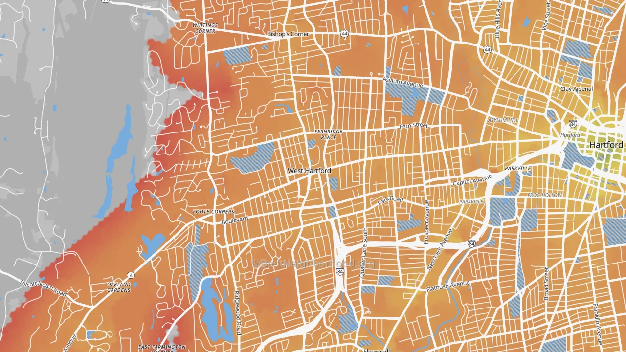 Transit Grade map of West Hartford, CT
