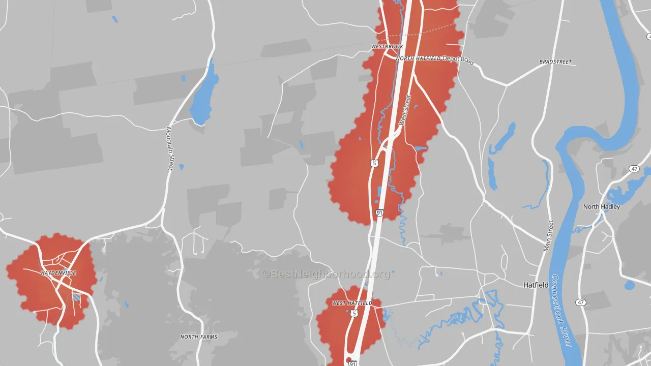 Transit Grade map of West Hatfield, MA
