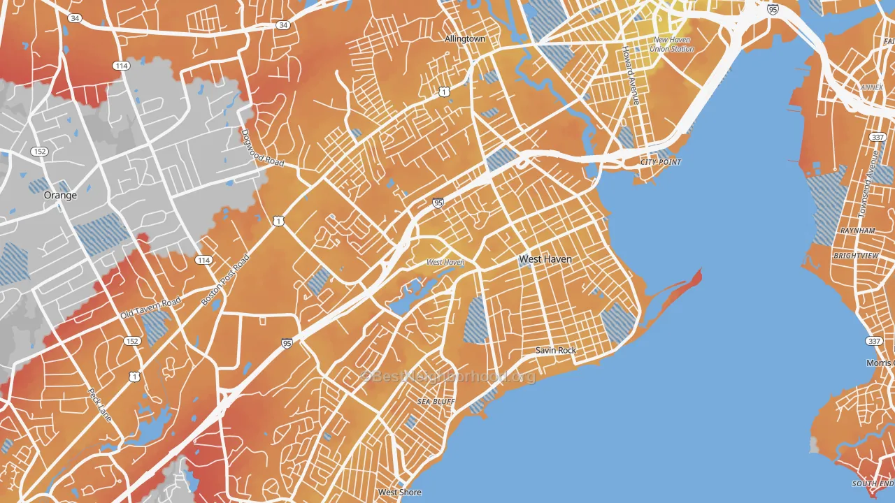 Transit Grade map of West Haven, CT