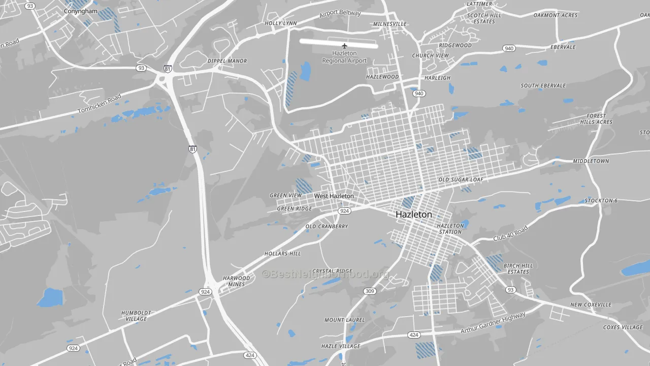 Transit Grade map of West Hazleton, PA
