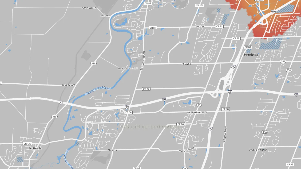 Transit Grade map of West Henrietta, NY