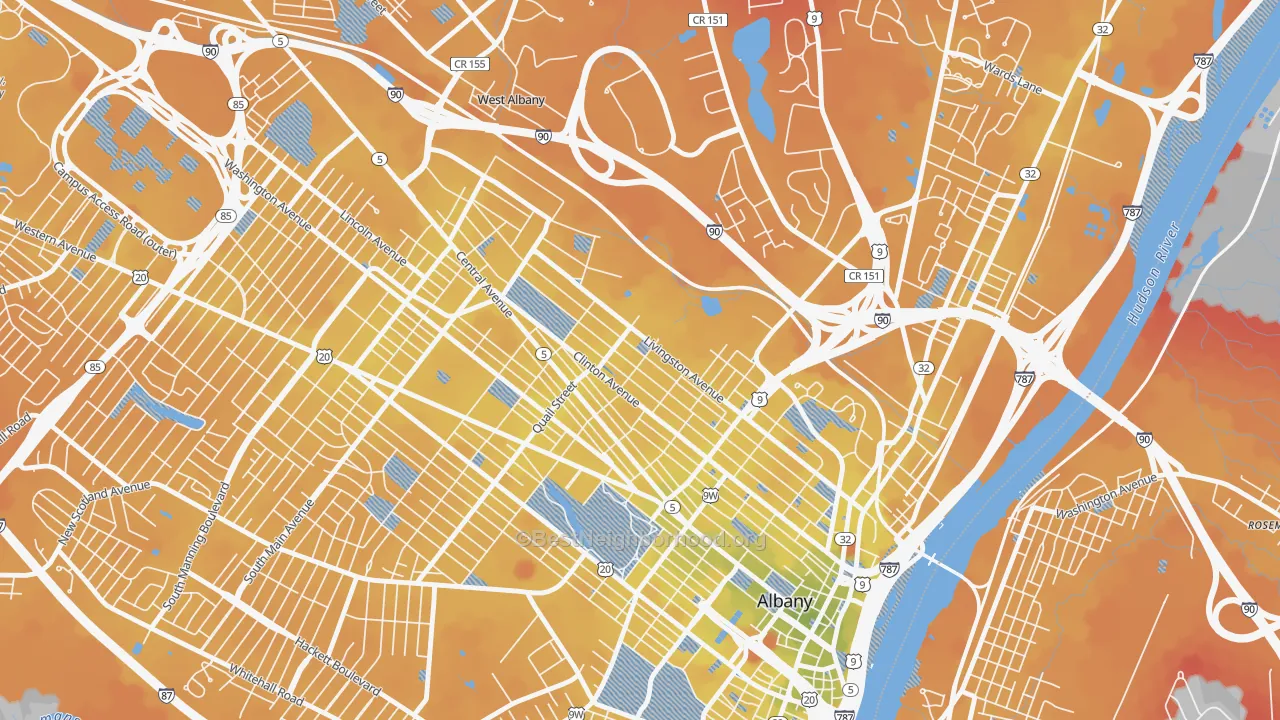Transit Grade map of West Hill, Albany, NY