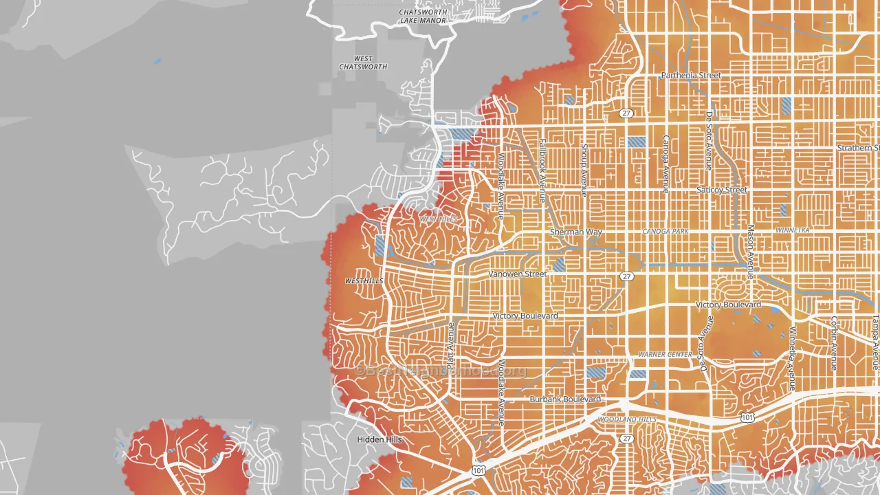 Transit Grade map of West Hills, CA