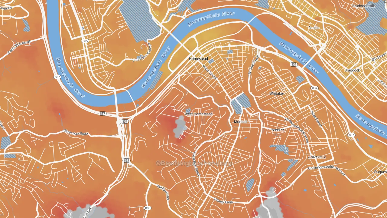 Transit Grade map of West Homestead, PA