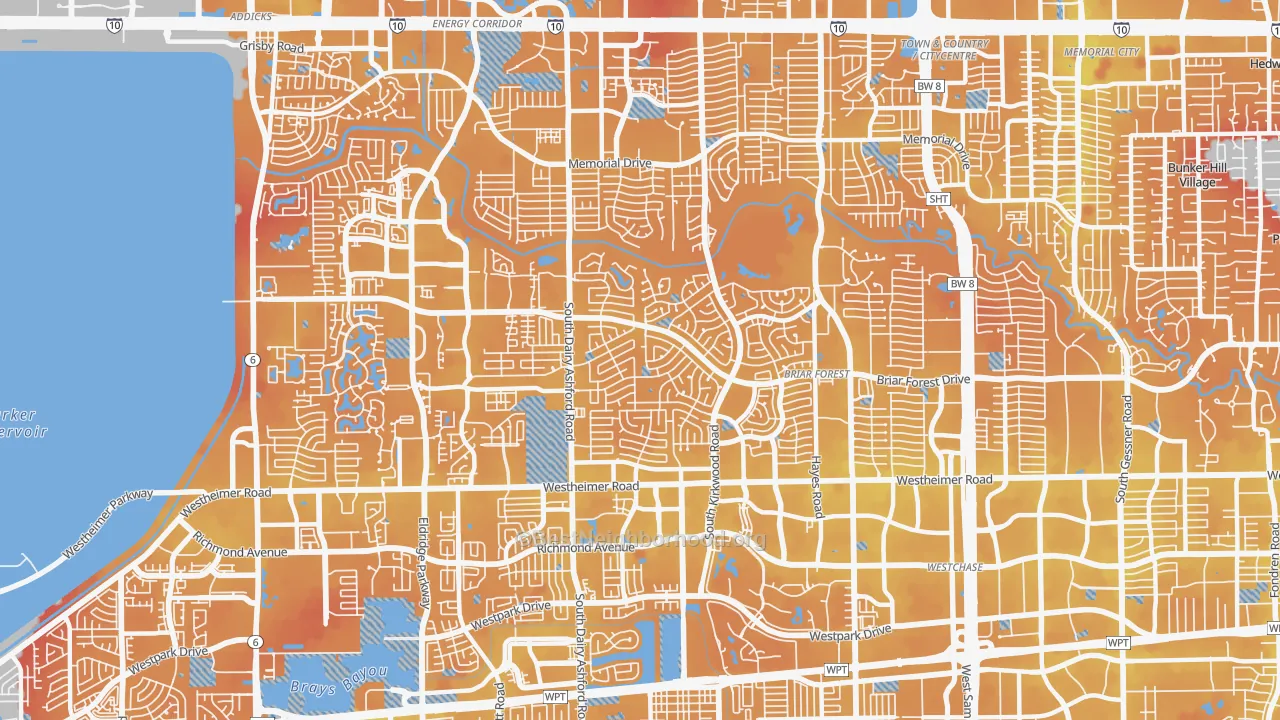 Transit Grade map of West Houston, Houston, TX