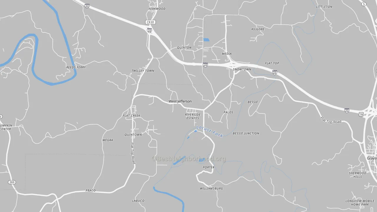 Transit Grade map of West Jefferson, AL