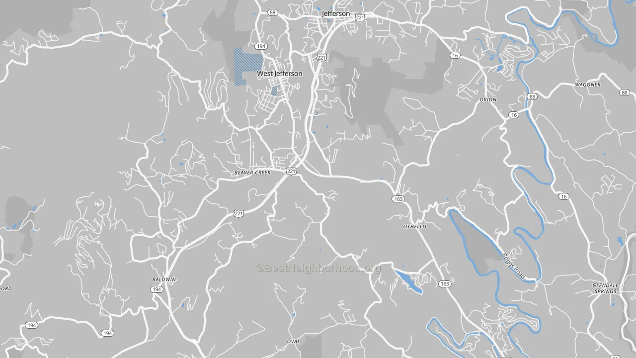 Transit Grade map of West Jefferson, NC