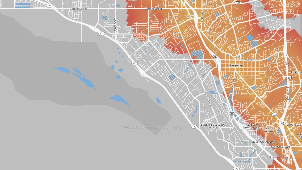 Transit Grade map of West Kaysville, UT