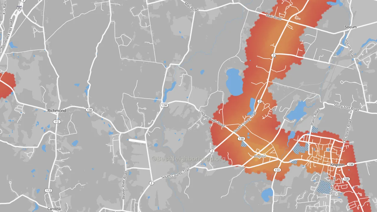 Transit Grade map of West Kingston, RI