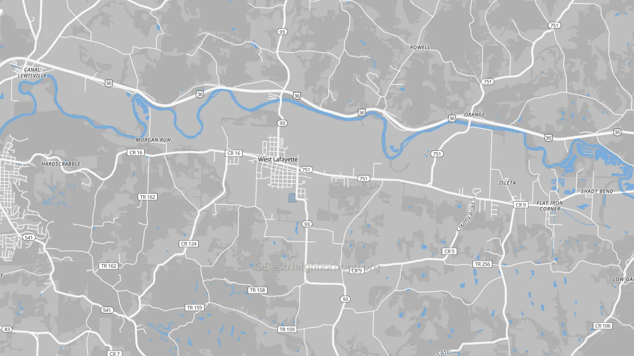 Transit Grade map of West Lafayette, OH