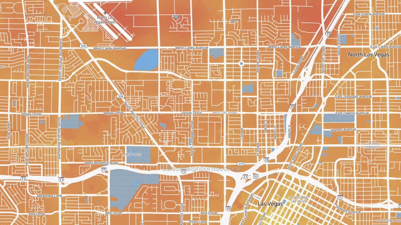 Transit Grade map of West Las Vegas, Las Vegas, NV