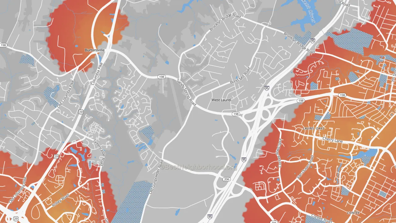Transit Grade map of West Laurel, Laurel, MD