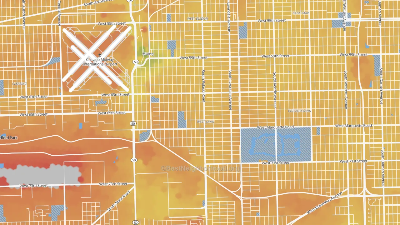 Transit Grade map of West Lawn, Chicago, IL